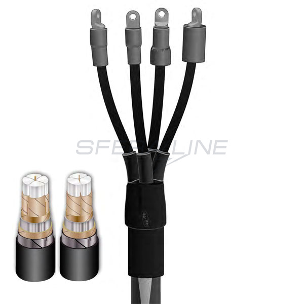Кінцева термоусаджувальна муфта EUTHTPP 1 4x50-120 CM з наконечниками, для чотирижильних кабелів, Sicame